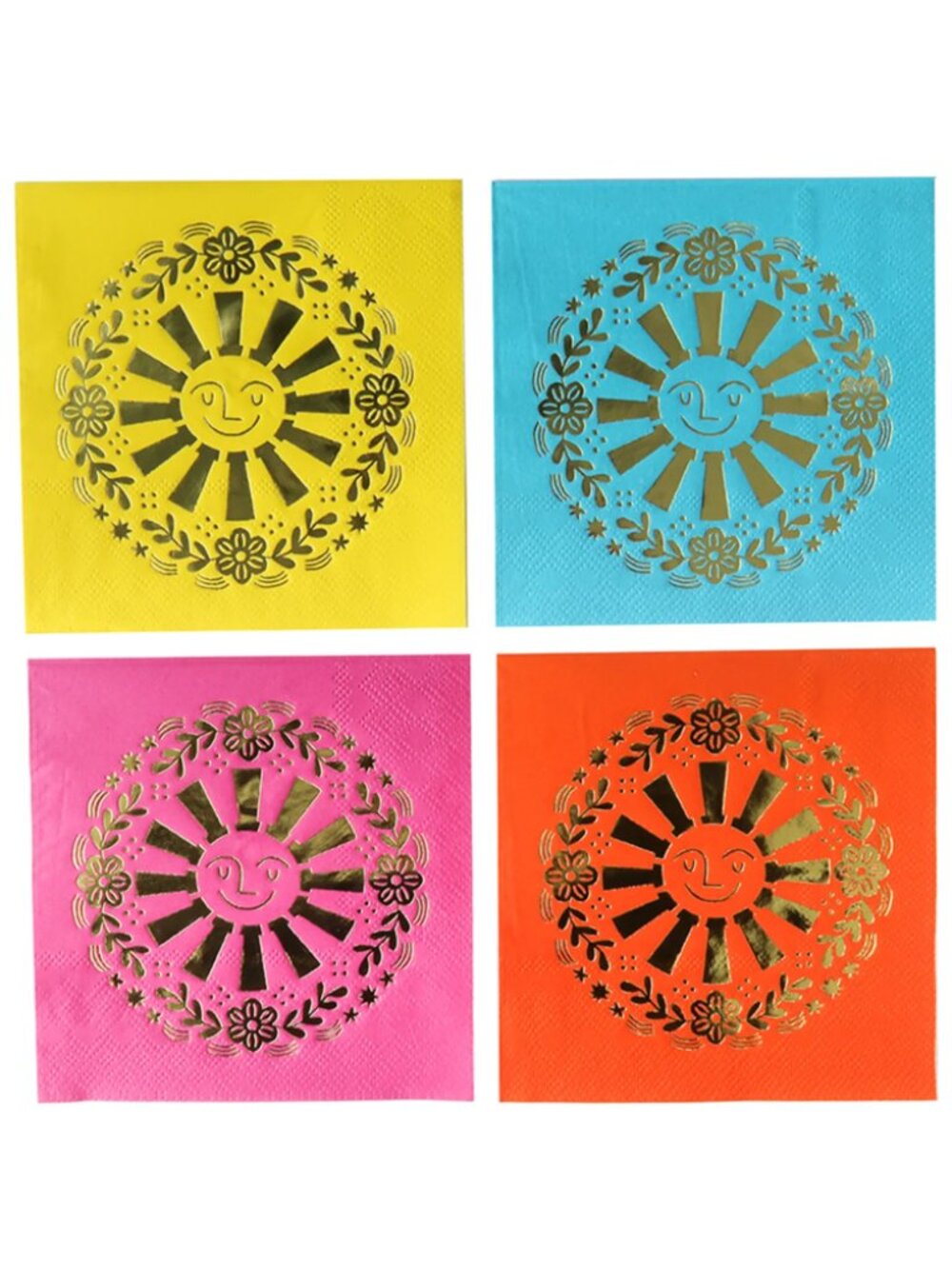 Colorful Sun Design Paper Beverage Napkins